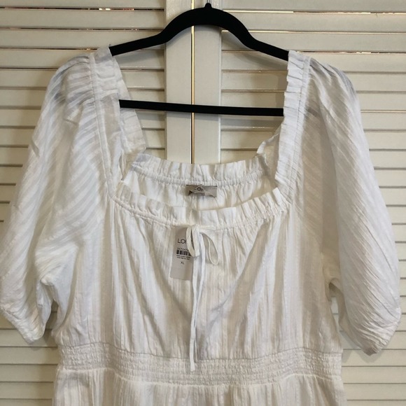 NWT Ann Taylor LOFT White Cotton Midi Dress XL - Picture 3 of 6